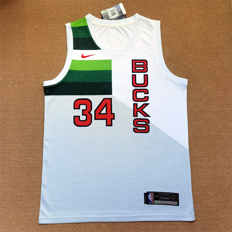 Men Milwaukee Bucks 34 Giannis Antetokounmpo White Nike 2025 NBA Jersey